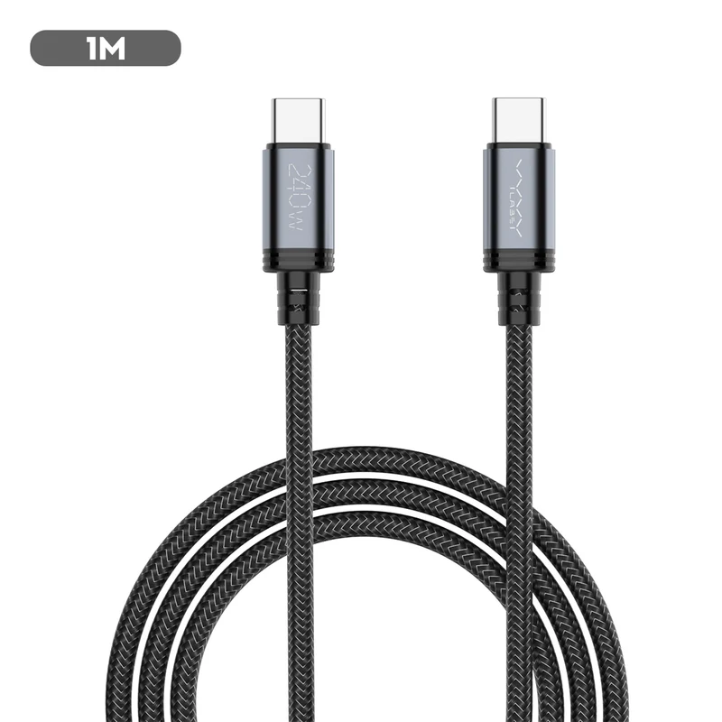 Vyvylabs Windrush Series Fast Charging Data Cable Type-C to Type-C 240W (1M, 2M) (Black) (VCFCCC1-BK, VCFCCC2-BK)
