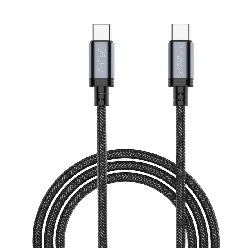Vyvylabs Windrush Series Fast Charging Data Cable Type-C to Type-C 240W (1M, 2M) (Black) (VCFCCC1-BK, VCFCCC2-BK)