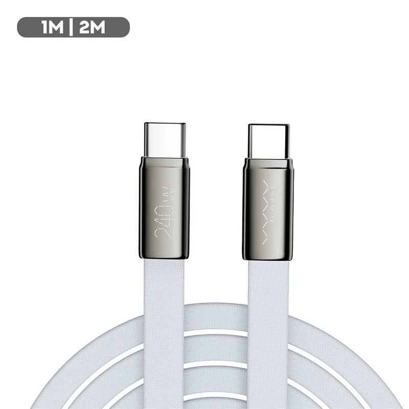 Vyvylabs VeloThread Series Fast Charging Data Cable Type-C to Type-C 240W (1M, 2M) (White) (VCQSCC1-WH, VCQSCC2-WH)