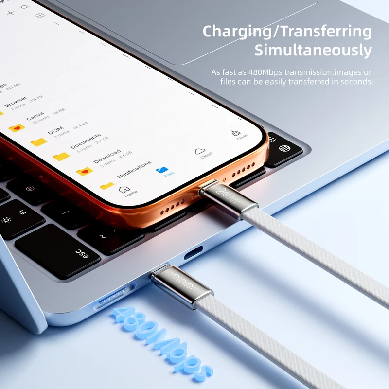 Vyvylabs VeloThread Series Fast Charging Data Cable Type-C to Type-C 240W (1M, 2M) (White) (VCQSCC1-WH, VCQSCC2-WH)
