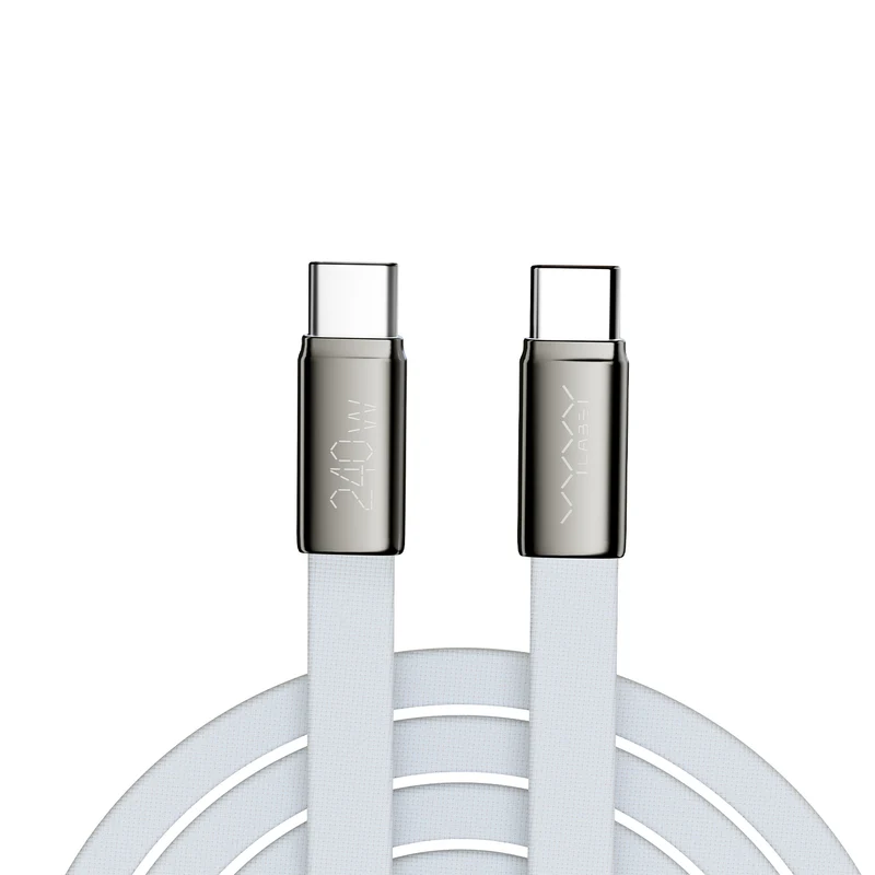 Vyvylabs VeloThread Series Fast Charging Data Cable Type-C to Type-C 240W (1M, 2M) (White) (VCQSCC1-WH, VCQSCC2-WH)