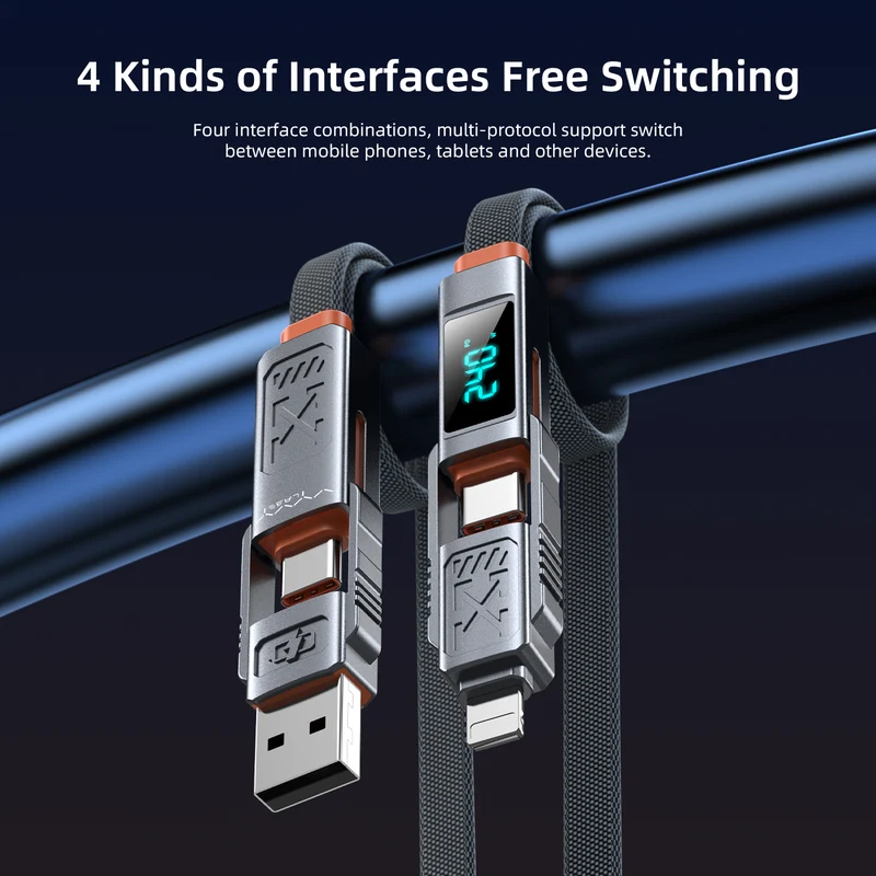 Vyvylabs Stellar 4-in-1 Fast Charging Cable 240W USB to C+L / Type-C to C+L 1.5M (Dark Grey) (VCXQ-DGY)