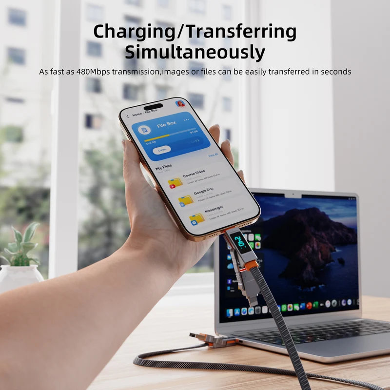 Vyvylabs Stellar 4-in-1 Fast Charging Cable 240W USB to C+L / Type-C to C+L 1.5M (Dark Grey) (VCXQ-DGY)
