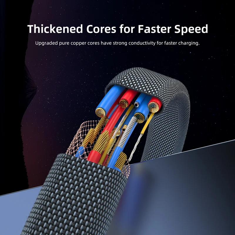 Vyvylabs Stellar 4-in-1 Fast Charging Cable 240W USB to C+L / Type-C to C+L 1.5M (Dark Grey) (VCXQ-DGY)