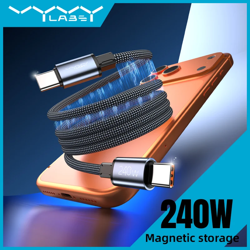 Vyvylabs NeoMag Stowable Rapid-Charging Cable Type-C to Type-C 240W 1M (Black) (VCNMCC1-BK)