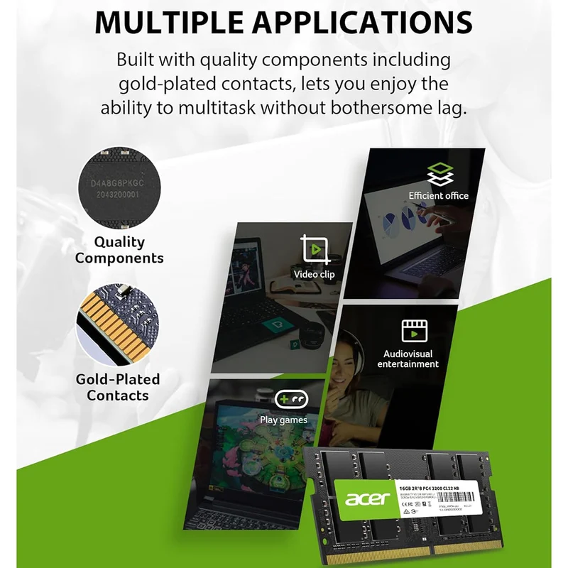 Acer SD100 3200MHz CL22 DDR4 SODIMM (8GB, 16GB)