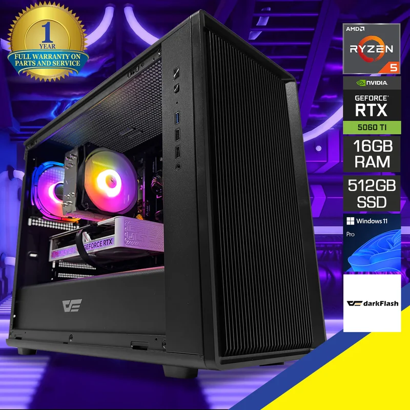Sigma DB460M Black Desktop Gaming PC | AMD Ryzen 5 7500F | 16GB RAM | 512GB SSD | RTX 5060 TI | Windows 11 Pro