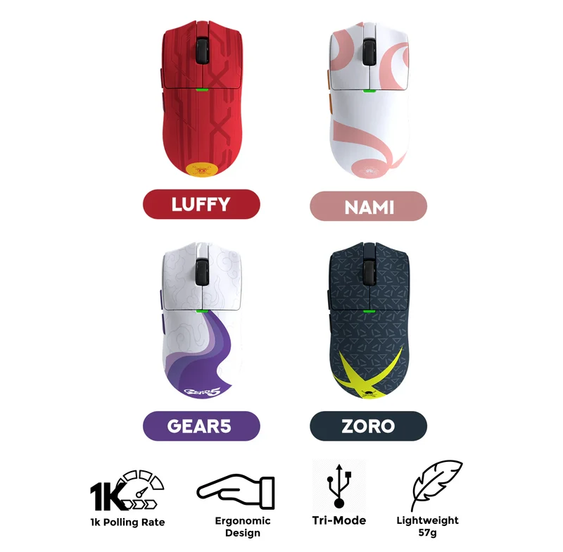 Fantech x One Piece WG13E Tanto Tri-Mode Gaming Mouse (Luffy, Zoro, Gear5, Nami)