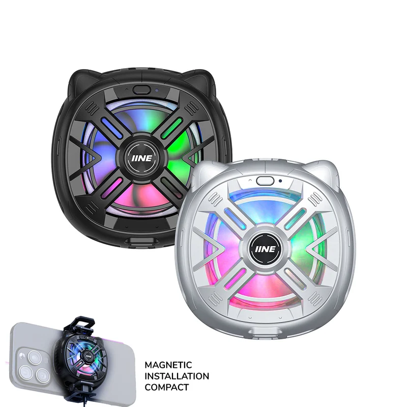 IINE Chill Meow Magnetic RGB Cooling Fan (Black, Silver) (L1060, L1059)