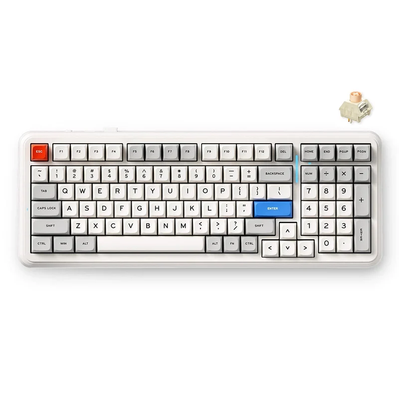 MCHOSE K99 V2 RGB Tri-Mode Hot-Swappable Mechanical Keyboard (Retro White) (Icy Creamsicle Switch)