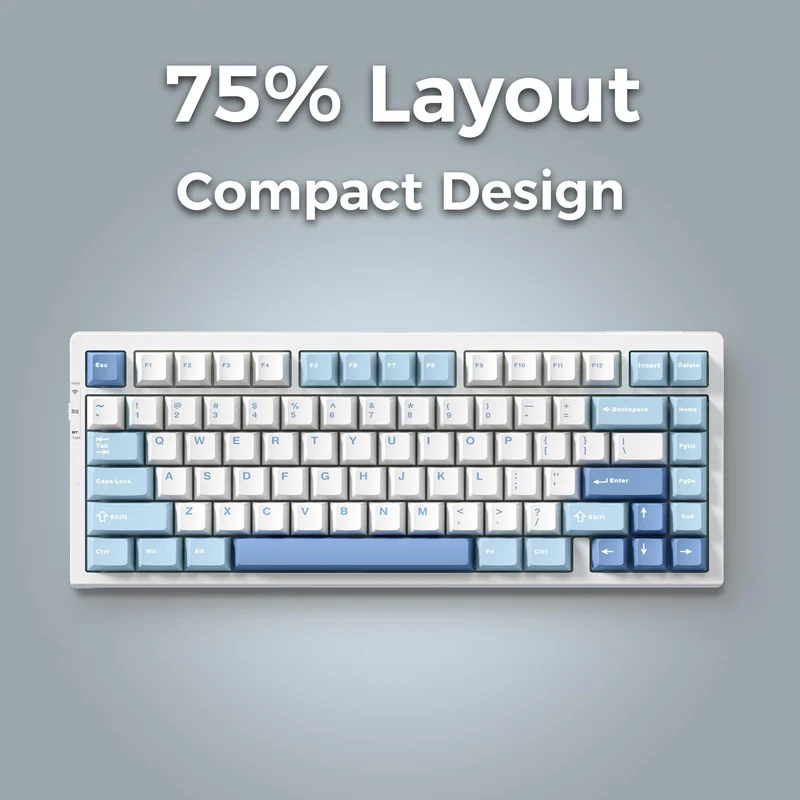MCHOSE G75 Pro RGB Tri-Mode Hot-Swappable Mechanical Keyboard (Blue) (Cabbage Tofu Switch)