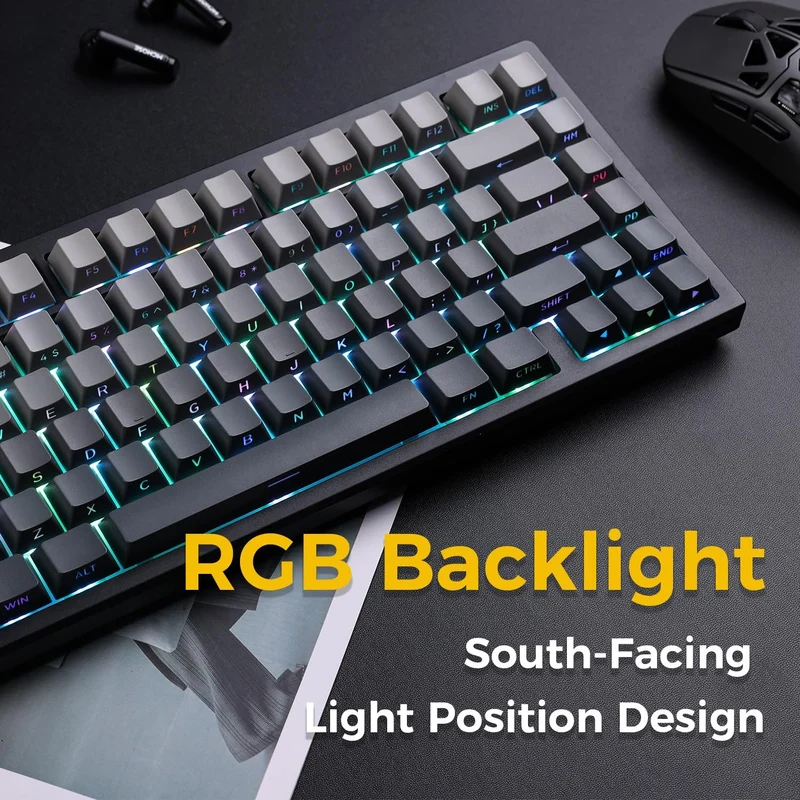 MCHOSE G75 Pro RGB Tri-Mode Hot-Swappable Mechanical Keyboard (Black) (Cabbage Tofu Switch)