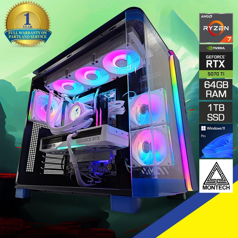 Ultra King 95 Blue Desktop Gaming PC | AMD Ryzen 7 9800X3D | 64GB RAM | 1TB SSD | RTX 5070 TI | Windows 11 Pro