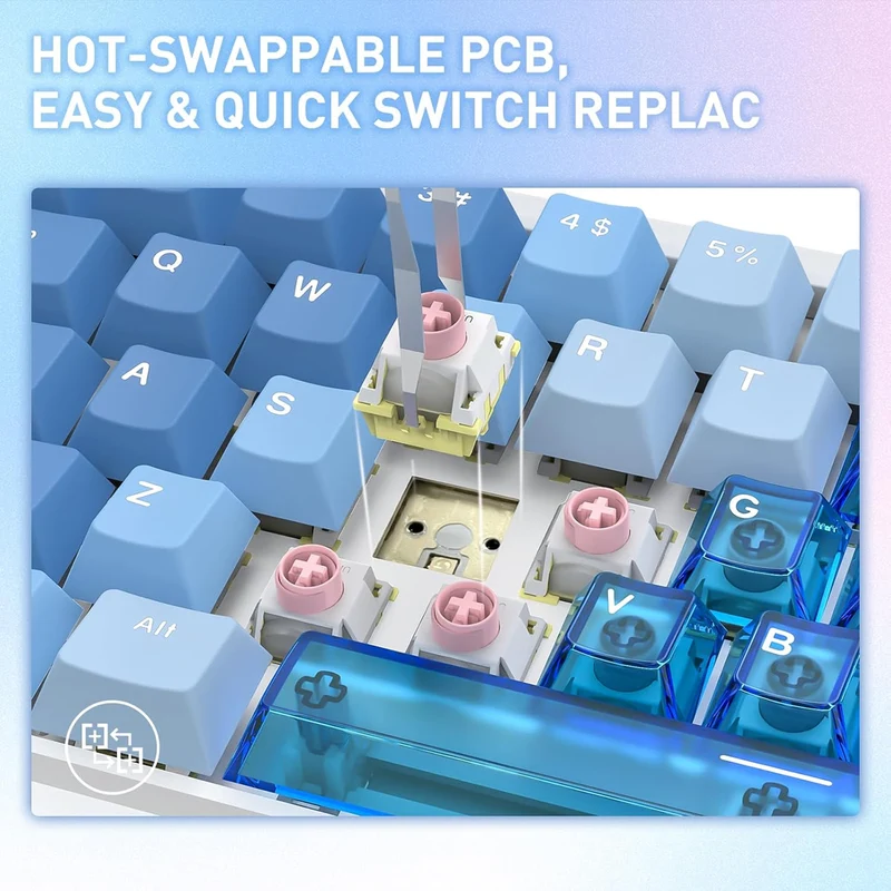 Redragon Nova Magnetic K709 RGB Hot-Swappable Wired 65% Keyboard with Rapid Trigger (UltraMag Magnetic Linear Switch) (White/Blue/Transparent)