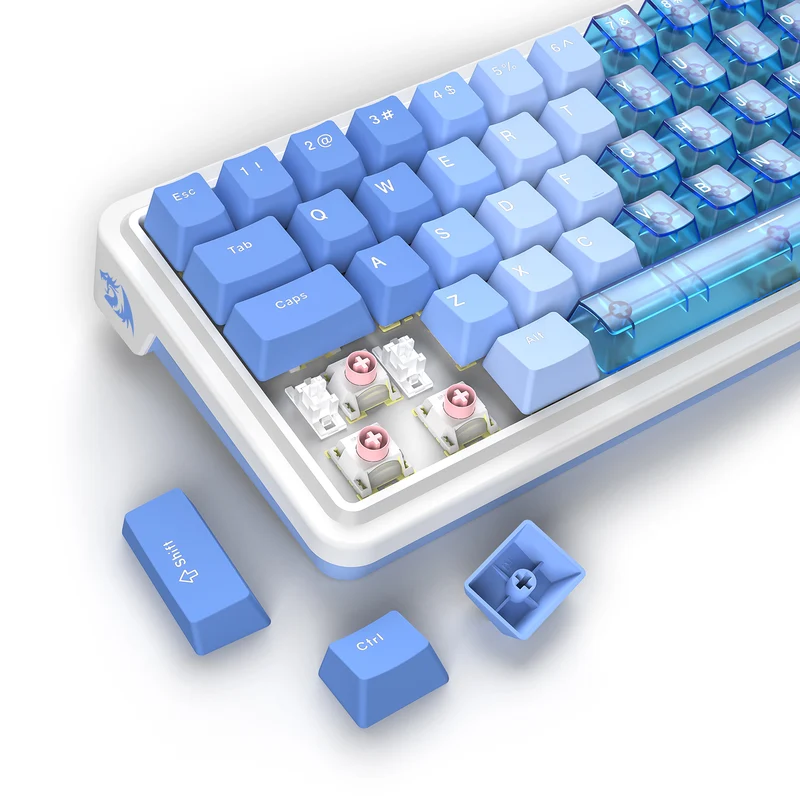 Redragon Nova Magnetic K709 RGB Hot-Swappable Wired 65% Keyboard with Rapid Trigger (UltraMag Magnetic Linear Switch) (White/Blue/Transparent)