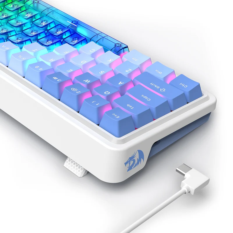 Redragon Nova Magnetic K709 RGB Hot-Swappable Wired 65% Keyboard with Rapid Trigger (UltraMag Magnetic Linear Switch) (White/Blue/Transparent)