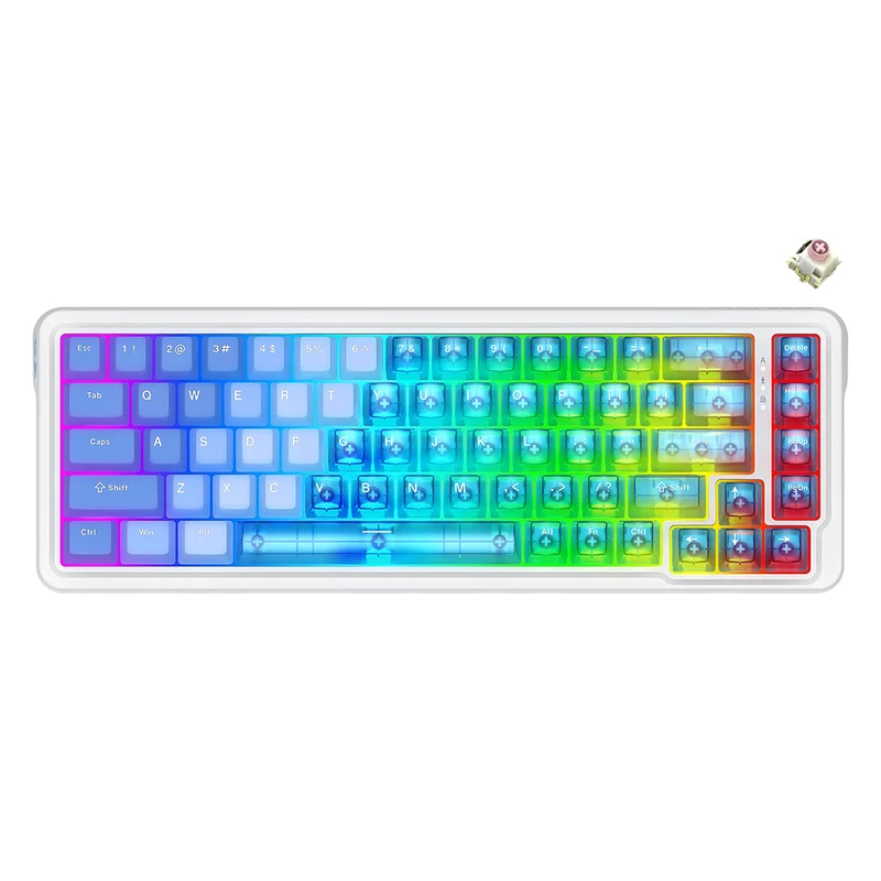 Redragon Nova Magnetic K709 RGB Hot-Swappable Wired 65% Keyboard with Rapid Trigger (UltraMag Magnetic Linear Switch) (White/Blue/Transparent)
