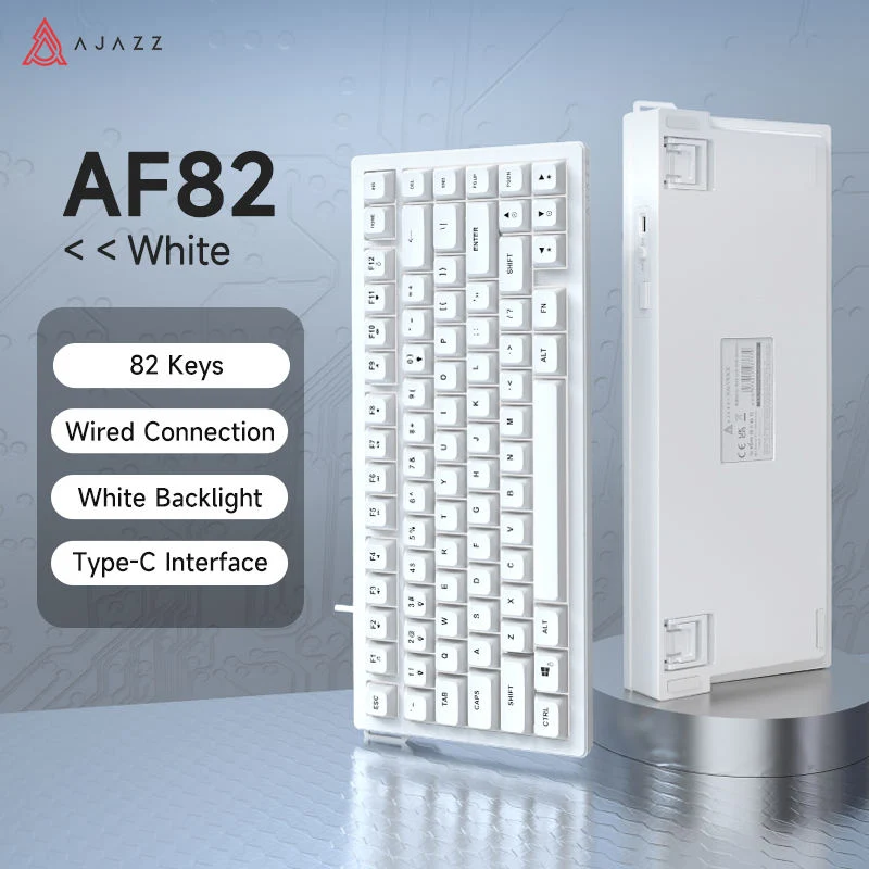 Ajazz AF82 White Light 82 Keys Wired Membrane Keyboard (White)