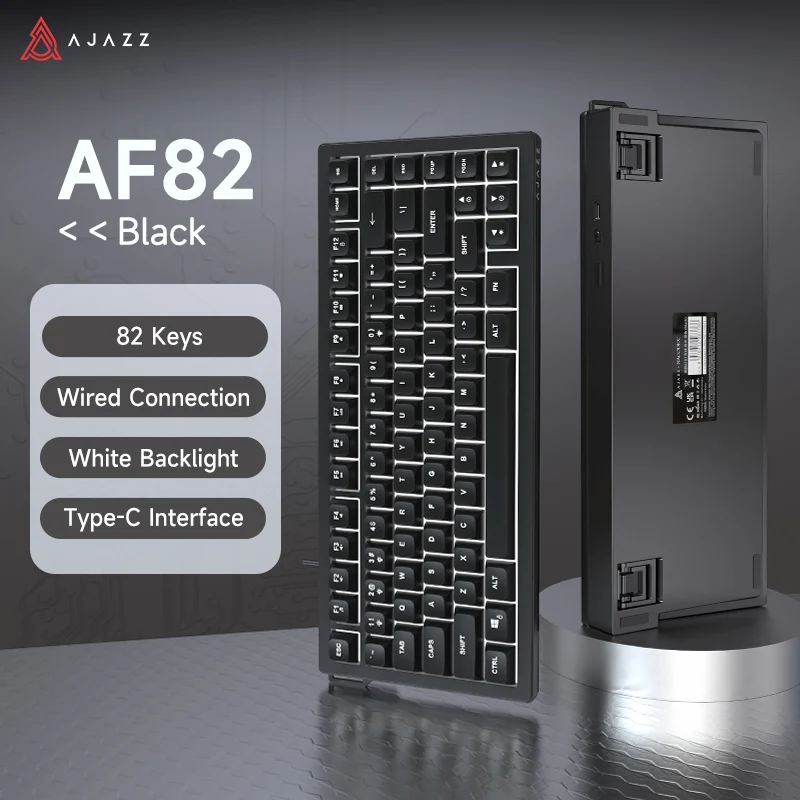 Ajazz AF82 White Light 82 Keys Wired Membrane Keyboard (Black)