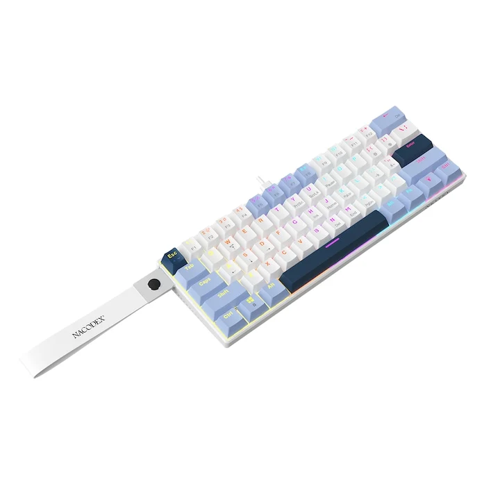 Nacodex x Ajazz NK61 Mixed Light 61 Keys Wired Hot-Swappable Mechanical Keyboard (Blue/White/Blue) (Red Switch)