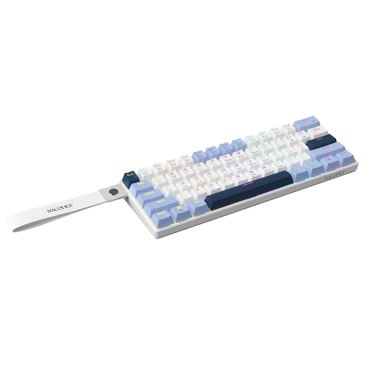 Nacodex x Ajazz NK61 Mixed Light 61 Keys Wired Hot-Swappable Mechanical Keyboard (Blue/White/Blue) (Red Switch)