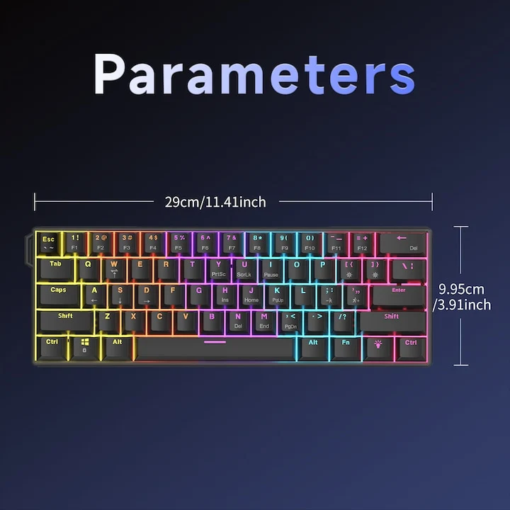 Nacodex x Ajazz NK61 Mixed Light 61 Keys Wired Hot-Swappable Mechanical Keyboard (Blue/White/Blue) (Red Switch)