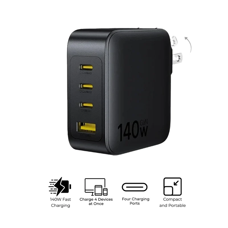 Baseus EnerFill FH11 GaN Fast Charger 3C+U 140W (Cosmic Black) (E0121K00)