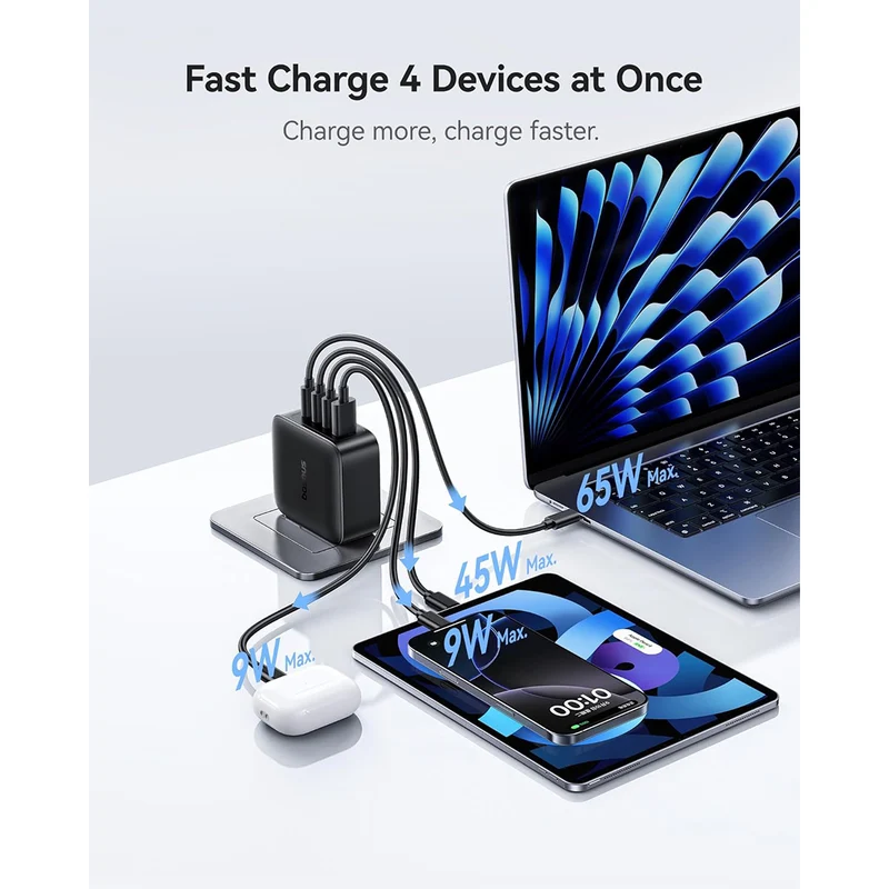 Baseus EnerFill FH11 GaN Fast Charger 3C+U 140W (Cosmic Black) (E0121K00)