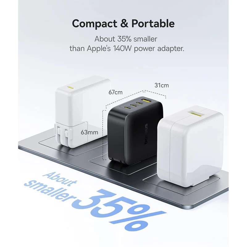 Baseus EnerFill FH11 GaN Fast Charger 3C+U 140W (Cosmic Black) (E0121K00)