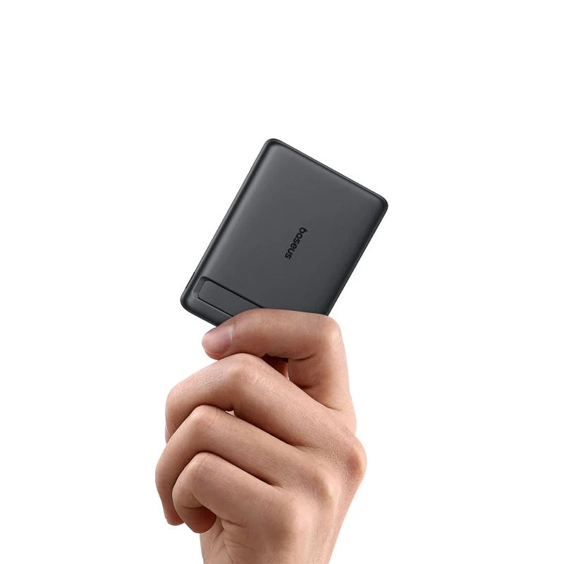 Baseus PicoGo AM31 Ultra-Mini Qi2 Magnetic Power Bank With Kickstand 5000mAh 20W (Cosmic Black) (P10081907123-00)
