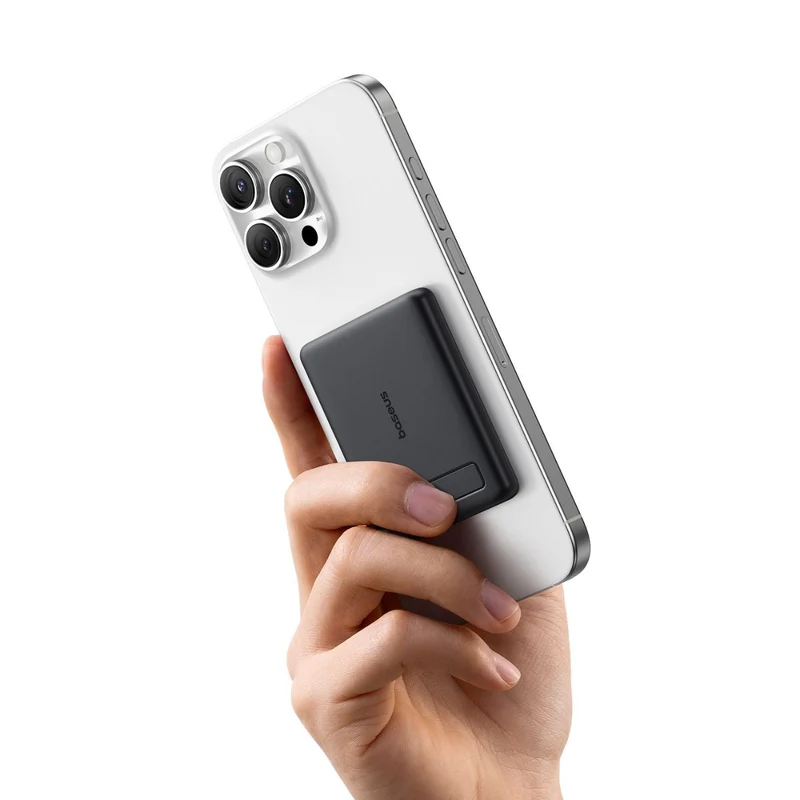 Baseus PicoGo AM31 Ultra-Mini Qi2 Magnetic Power Bank With Kickstand 5000mAh 20W (Cosmic Black) (P10081907123-00)