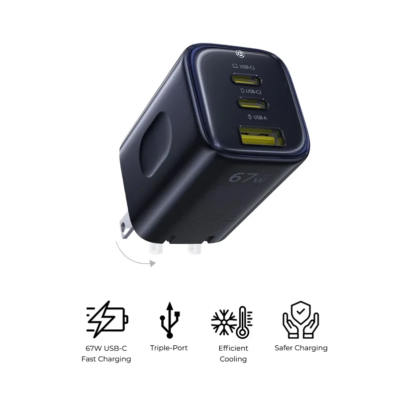 Baseus PicoGo AE11 Fast Charger 2C+U 67W (Cosmic Black) (E0121000)