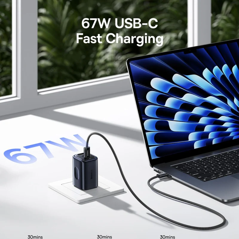 Baseus PicoGo AE11 Fast Charger 2C+U 67W (Cosmic Black) (E0121000)