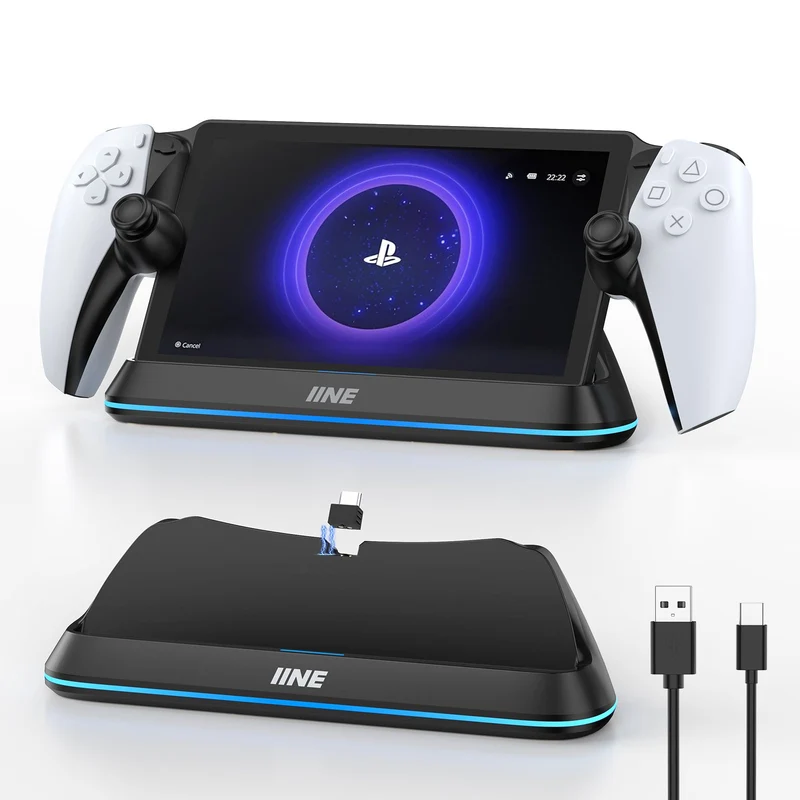 IINE Pin-Based Contact Charging Station for Playstation Portal (Black, White) (L1004, L1005)