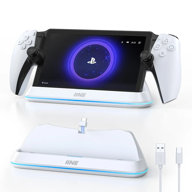 IINE Pin-Based Contact Charging Station for Playstation Portal (Black, White) (L1004, L1005)