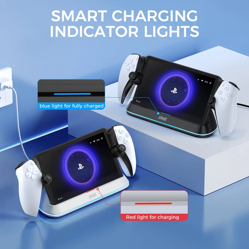 IINE Pin-Based Contact Charging Station for Playstation Portal (Black, White) (L1004, L1005)