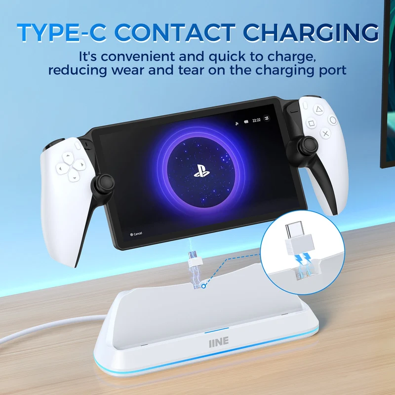 IINE Pin-Based Contact Charging Station for Playstation Portal (Black, White) (L1004, L1005)