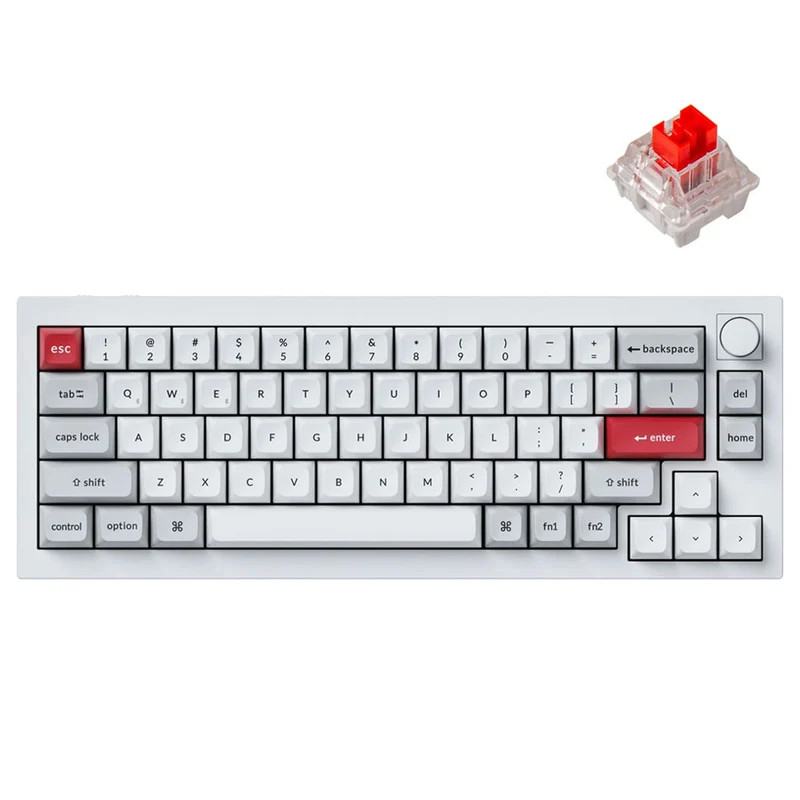 Keychron Q2 Pro QMK/Via Knob Version Hot-Swappable RGB Backlight Wireless Custom Mechanical Keyboard - Shell White (K Pro Red Switch) (Q2P-P1)