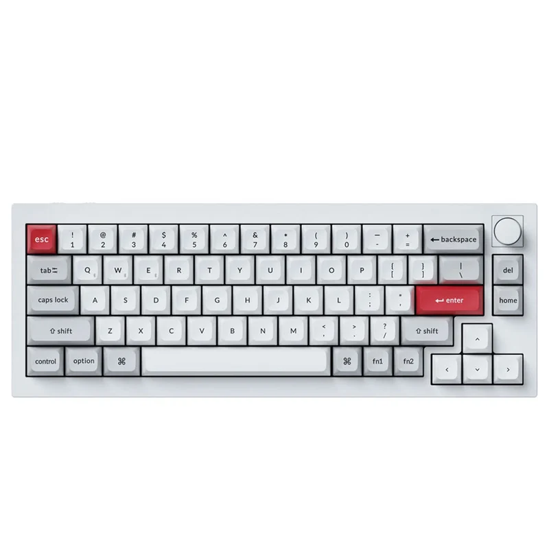 Keychron Q2 Pro QMK/Via Knob Version Hot-Swappable RGB Backlight Wireless Custom Mechanical Keyboard - Shell White (K Pro Red Switch) (Q2P-P1)