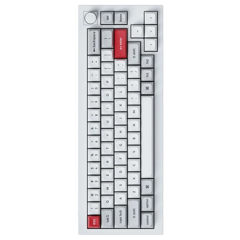 Keychron Q2 Pro QMK/Via Knob Version Hot-Swappable RGB Backlight Wireless Custom Mechanical Keyboard - Shell White (K Pro Red Switch) (Q2P-P1)