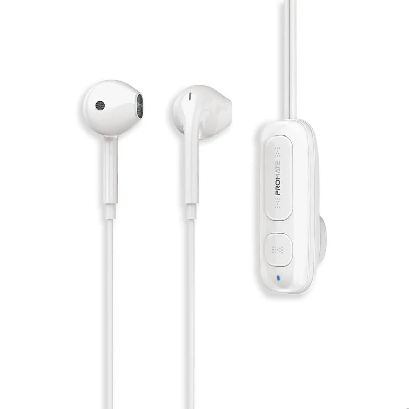 Promate Latch Clip-On High Fidelity Wireless Dynamic Earphones (White)