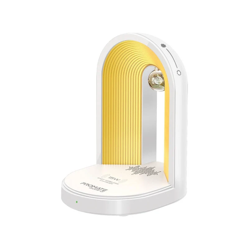 Promate Globe-Qi Multi-Functional LED Lamp Bluetooth Speaker with 15W Wireless Charger