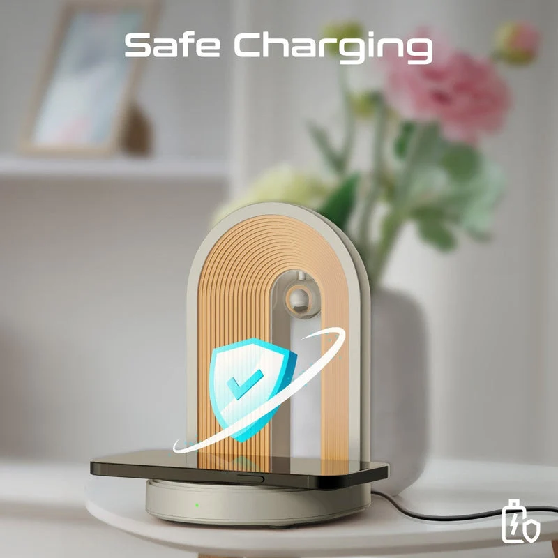 Promate Globe-Qi Multi-Functional LED Lamp Bluetooth Speaker with 15W Wireless Charger