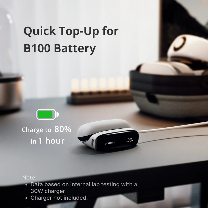 BoboVR PD100 Two-in-One Charging Dock & Power Bank includes B100 10000mAH 30W Battery