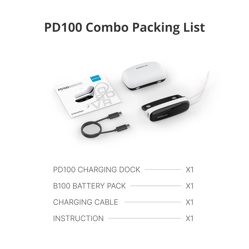 BoboVR PD100 Two-in-One Charging Dock & Power Bank includes B100 10000mAH 30W Battery