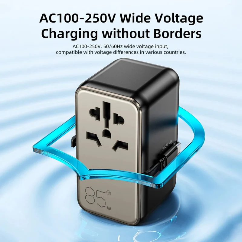 Vyvylabs Explorer Series GaN 4 Ports+AC Fast Charger Travel Adapter 85W A+3C with Type-C Cable (Gold) (GAN85T-GD)