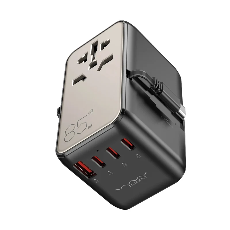Vyvylabs Explorer Series GaN 4 Ports+AC Fast Charger Travel Adapter 85W A+3C with Type-C Cable (Gold) (GAN85T-GD)