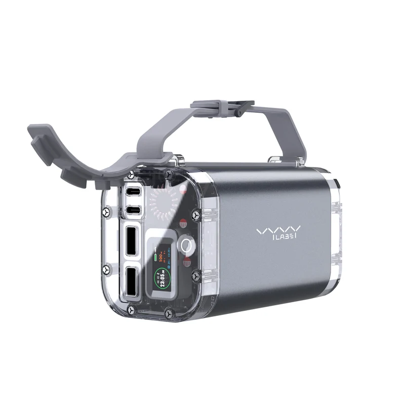 Vyvylabs P1 Outdoor Digital Display Mini Power Bank 40000mAh 100W Waterproof+Light (Dark Gray) (VP14100)