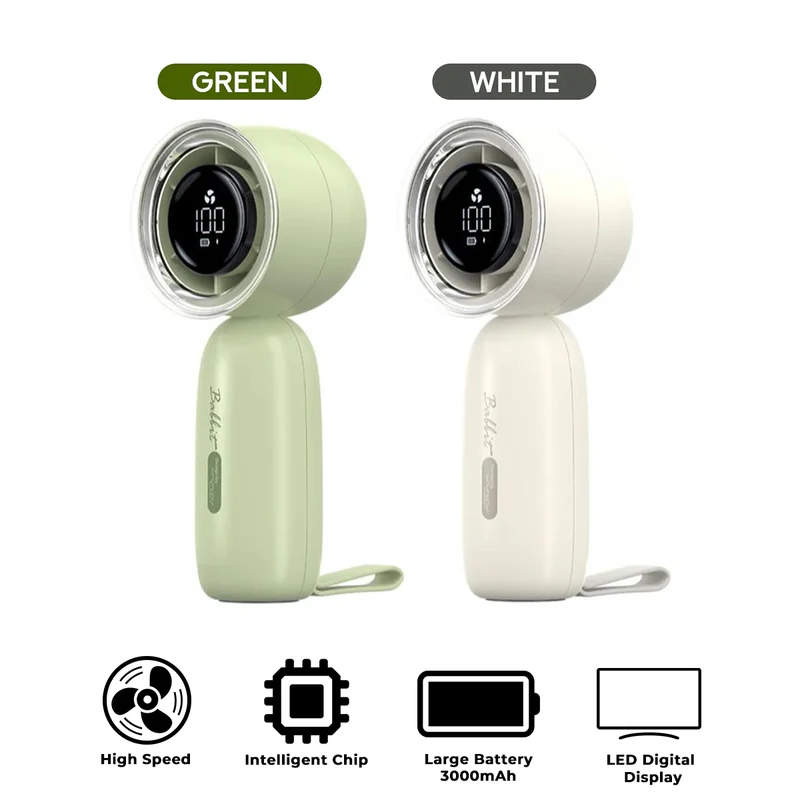 Vyvylabs Babbit High Speed 13000RPM Handheld Fan 3000mAh (Green, White) (VKH01-GN, VKH01-WH)