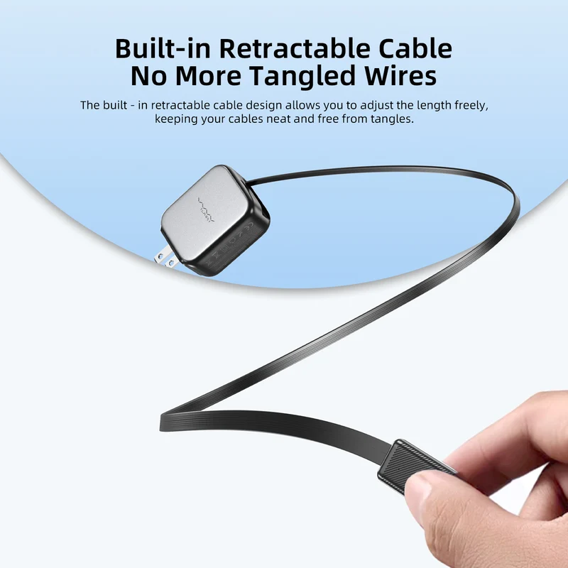 Vyvylabs Swiftshine GaN Fast Charger 30W C with Retractable C Cable (Black) (GANXY30U-BK)